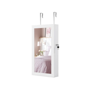 SONGMICS mirror cabinet Surface in white Interior lining in greige