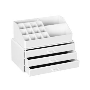 SONGMICS Acrylic White Makeup Organizer