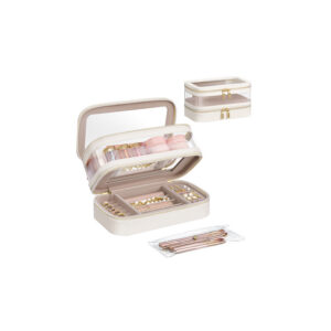 SONGMICS Makeup taske med smykkeskrin skyhvid