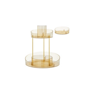 SONGMICS Makeup-organizer, drejelig, med ekstra bakke, champagneguld