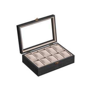 SONGMICS kellolaatikko, 10 lokeroa, massiivipuuta