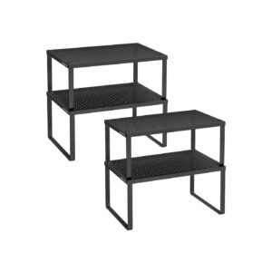 SONGMICS krydderihylde, 4-delt s?t, udvideligt og stabelbart, bl?ksort