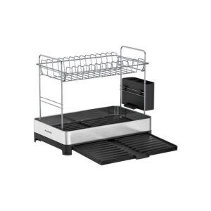 SONGMICS 2-trins afdrypningsstativ med redskabsholder, s?lv-sort