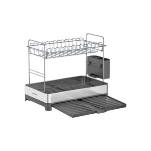 SONGMICS 2-trins afdrypningsstativ med redskabsholder, s?lvgr?