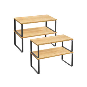 SONGMICS k?kkenorganizer 2-delt s?t metal bl?ksort-naturbeige