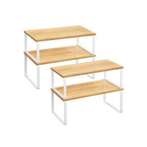 SONGMICS keittiöhylly 4 kpl:n sarja, laajennettava, pilvinen valkoinen-luonnonbeige