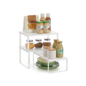 SONGMICS krydderihylde, 3-delt s?t, stabelbart og udvideligt, snehvid-mat hvid