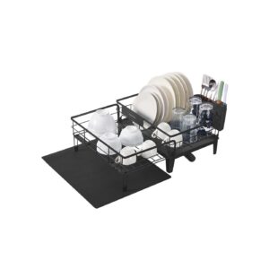 SONGMICS astiankuivaushylly silikonimatolla ja valutusaukolla, musta