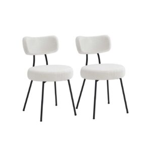 VASAGLE spisestuestol, s?t med 2 stk. med fleeceoverflade, cremehvid