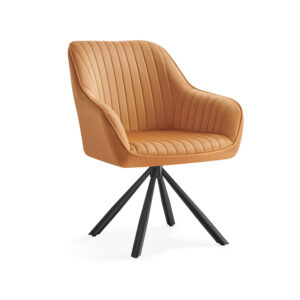 SONGMICS Dining Chair with Armrests Caramel Brown-Ink Black