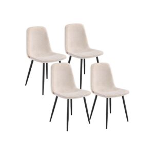 VASAGLE spisestuestol 4-styk s?t i chenille-stof cremehvid