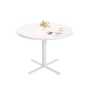 VASAGLE Round dining table for 4 people for dining room snow white