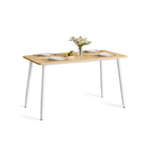 VASAGLE spisebord 75 x 140 x 75 cm gylden eg-skyhvid