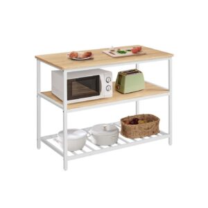 VASAGLE Kitchen Shelf, 3 Levels, with Large Worktop and Steel Frame