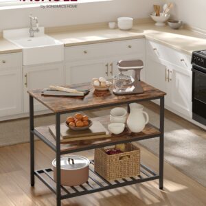 VASAGLE Kitchen Shelf Steel Frame Easy Assembly Vintage Brown-Black