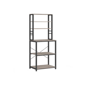 VASAGLE standing shelf for kitchen, industrial design, greige-black