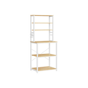VASAGLE standing shelf for kitchen, steel frame, oak-colored-white