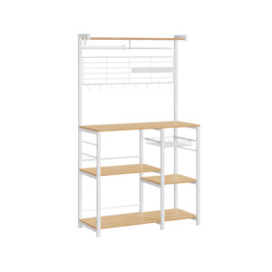 VASAGLE standing shelf with kitchen roll holder and 12 hooks