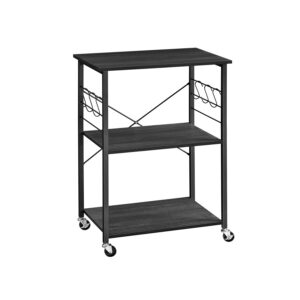 VASAGLE kitchen shelf on casters, metal frame, ebony-black