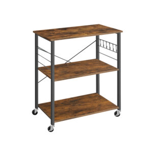 VASAGLE kitchen shelf 3 levels on casters vintage brown-black