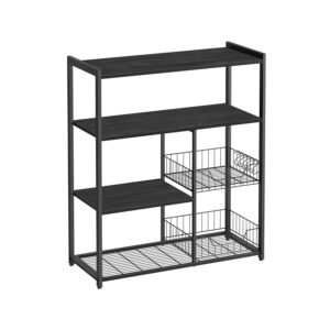 VASAGLE kitchen shelf with 2 metal baskets and hooks