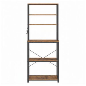 VASAGLE Kitchen shelf, standing shelf for microwaves, 6 shelf levels and 6 hooks