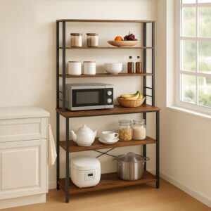 VASAGLE Kitchen Shelf Industrial Design Vintage Brown-Black