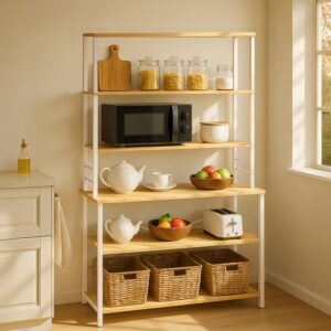 VASAGLE kitchen shelf industrial design oak color-white