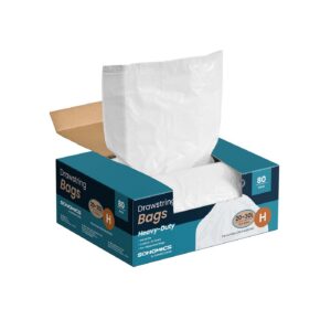 SONGMICS affaldsposer 30 L med snor og i alt 80 stk. cremehvide