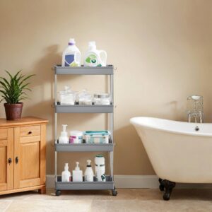 SONGMICS rullebord, k?kkenvogn med 4 hylder, k?kkenreol