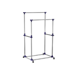 SONGMICS Double Bar Clothes Rack Blue