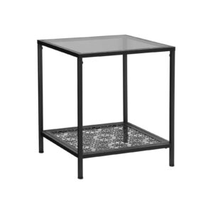 VASAGLE Small glass table with floral pattern