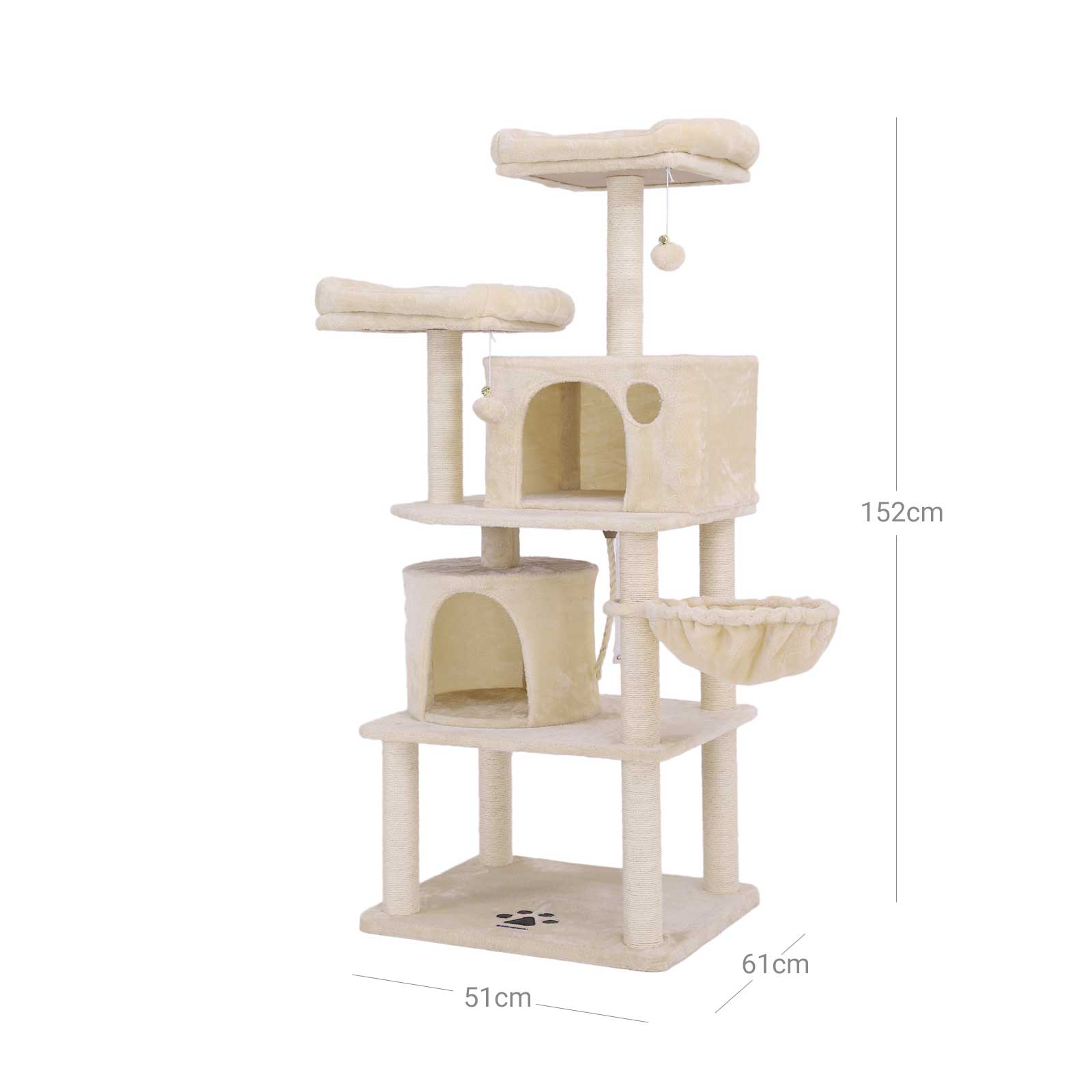 Feandrea Kratzbaum 2 H?hlen 152 cm Beige - Billede 8