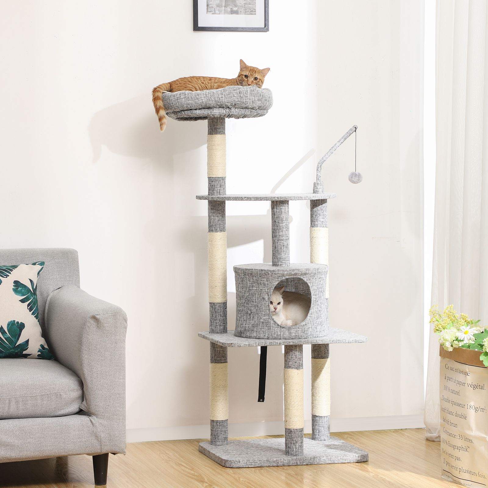 Feandrea Kradsetr? Kunstlinen 136 cm Lysegr? - Billede 3