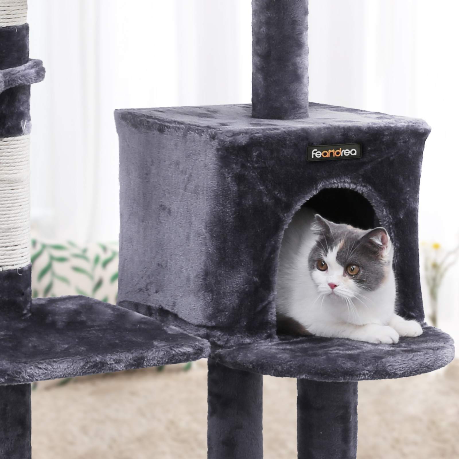Feandrea Cat Tree with Cave 134 cm Smoke Gray - Image 5