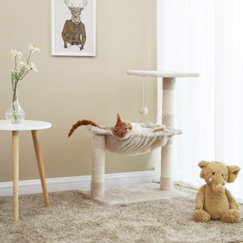 Feandrea Cat Tree with Lying Trough 70 cm Beige - Image 3