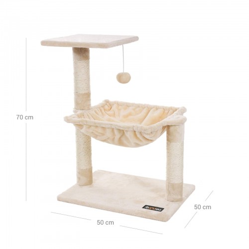 Feandrea Cat Tree with Lying Trough 70 cm Beige - Image 6
