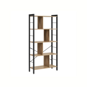VASAGLE-hylly, 5 tasoa, metallirunko, kamelinruskea-mustanmusta