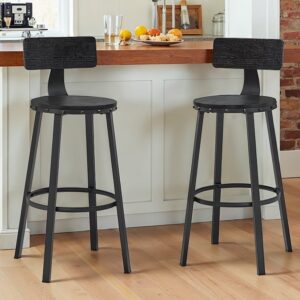 VASAGLE baarituolien 2 kpl:n sarja, teollinen muotoilu, eebenpuunmusta