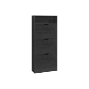 VASAGLE Shoe Cabinet Open Shelf Adjustable Ebony Black