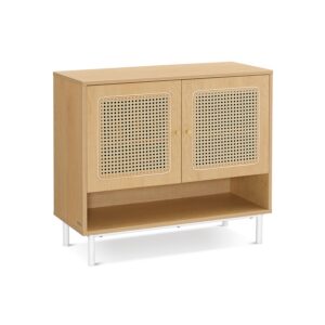 VASAGLE Shoe Cabinet 3 Levels Boho Style Oak Beige