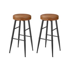VASAGLE EKHO Collection - Bar Stool Set of 2, Faux Leather, Caramel Brown