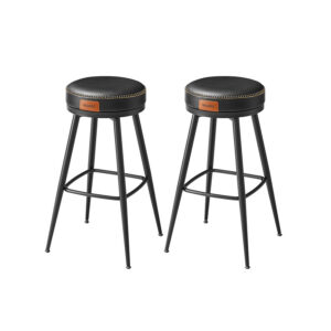 VASAGLE baarituoli, 2 kpl, korkeus 76 cm, musta