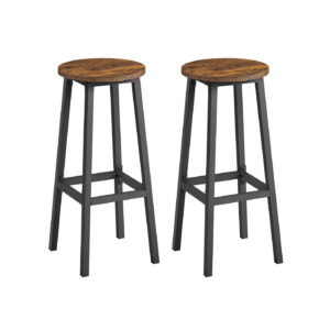 VASAGLE Barstolar, 2-pack med fotstöd, vintagebrun-svart
