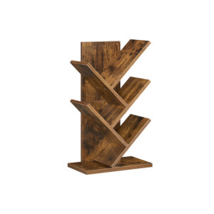 VASAGLE Tree-shaped bookshelf, space-saving, vintage brown