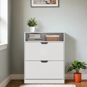 VASAGLE shoe cabinet with 2 doors, shoe rack, shoe shelf