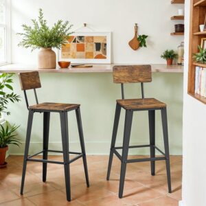VASAGLE Set of 2 Bar Stools with Backrest
