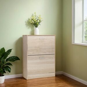 VASAGLE shoe cabinet, shoe tipper with 2 flaps, adjustable dividers