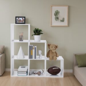 VASAGLE Kirjahylly 6 hyllyllä, avoin hylly, porrashylly