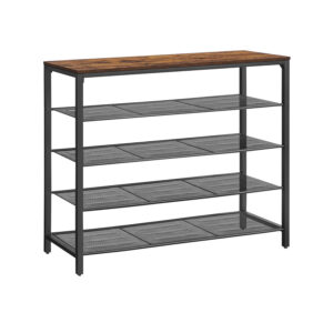 VASAGLE shoe rack with 4 mesh shelves and generous surface area for bags